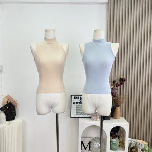 Cher Ribbed Knit Half Turtleneck Sleeveless Tank Top for Women Summer Slim Fit Base Layer