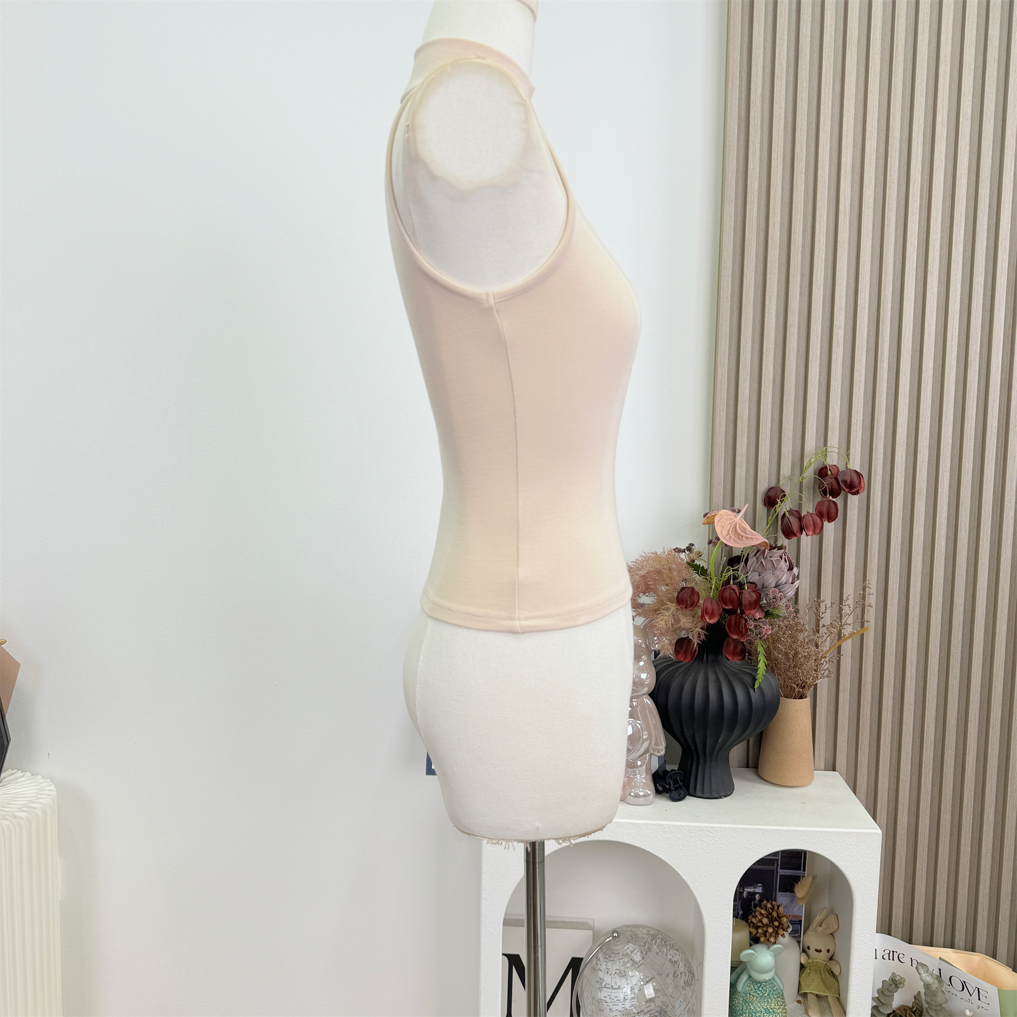 Cher Ribbed Knit Half Turtleneck Sleeveless Tank Top for Women Summer Slim Fit Base Layer - Image 3