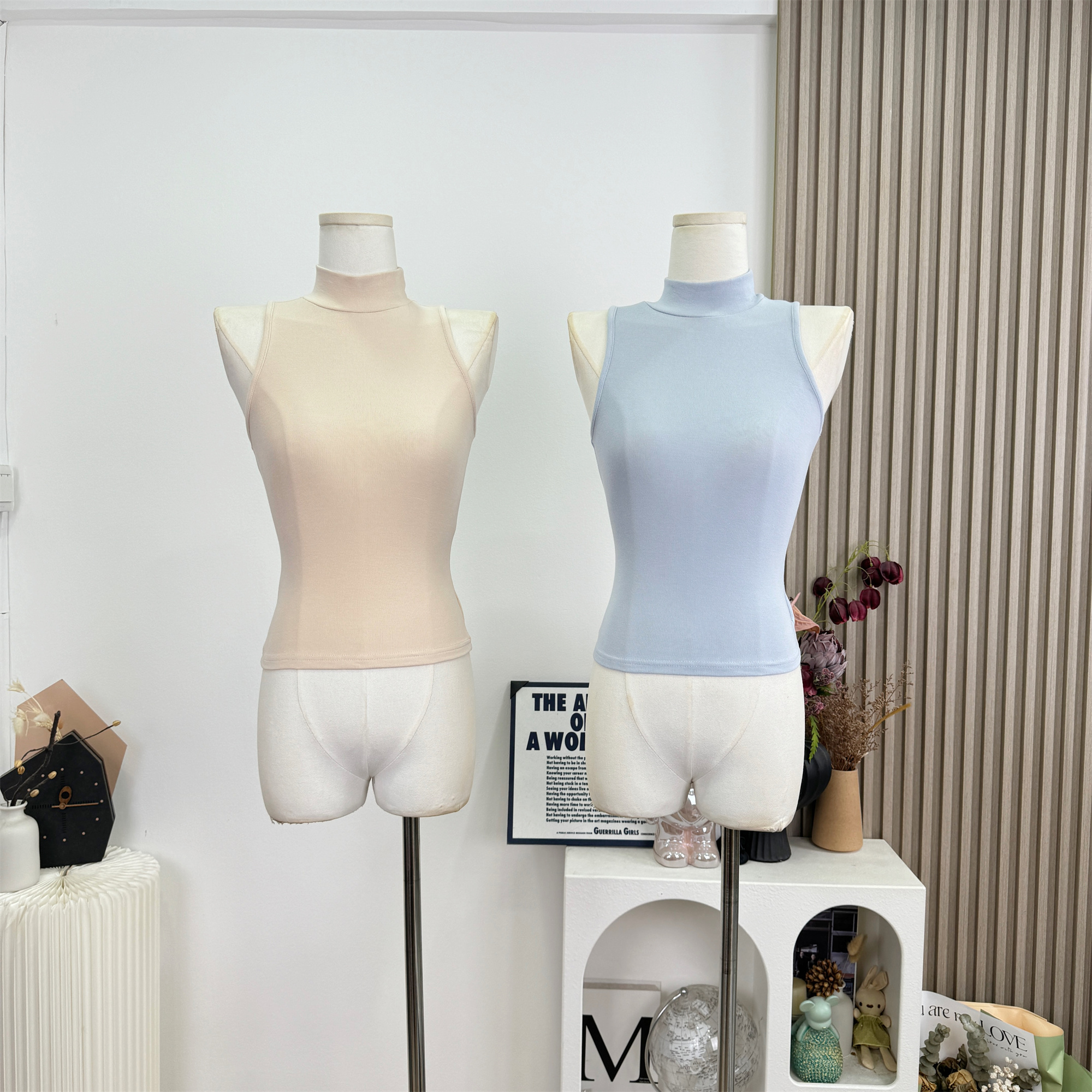 Cher Ribbed Knit Half Turtleneck Sleeveless Tank Top for Women Summer Slim Fit Base Layer - Image 5
