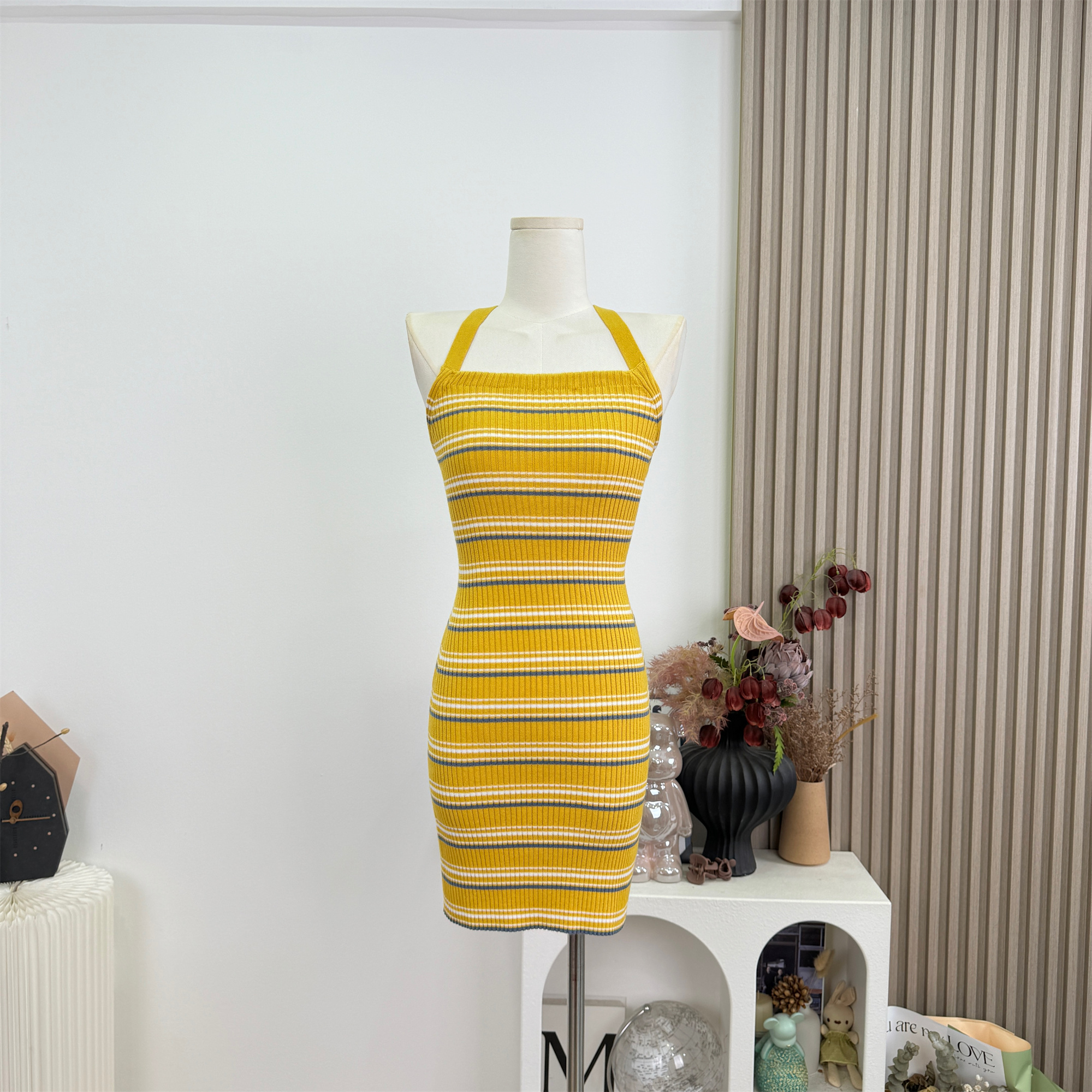 Striped Knit Cami Top and Vest Set for Women - Image 3