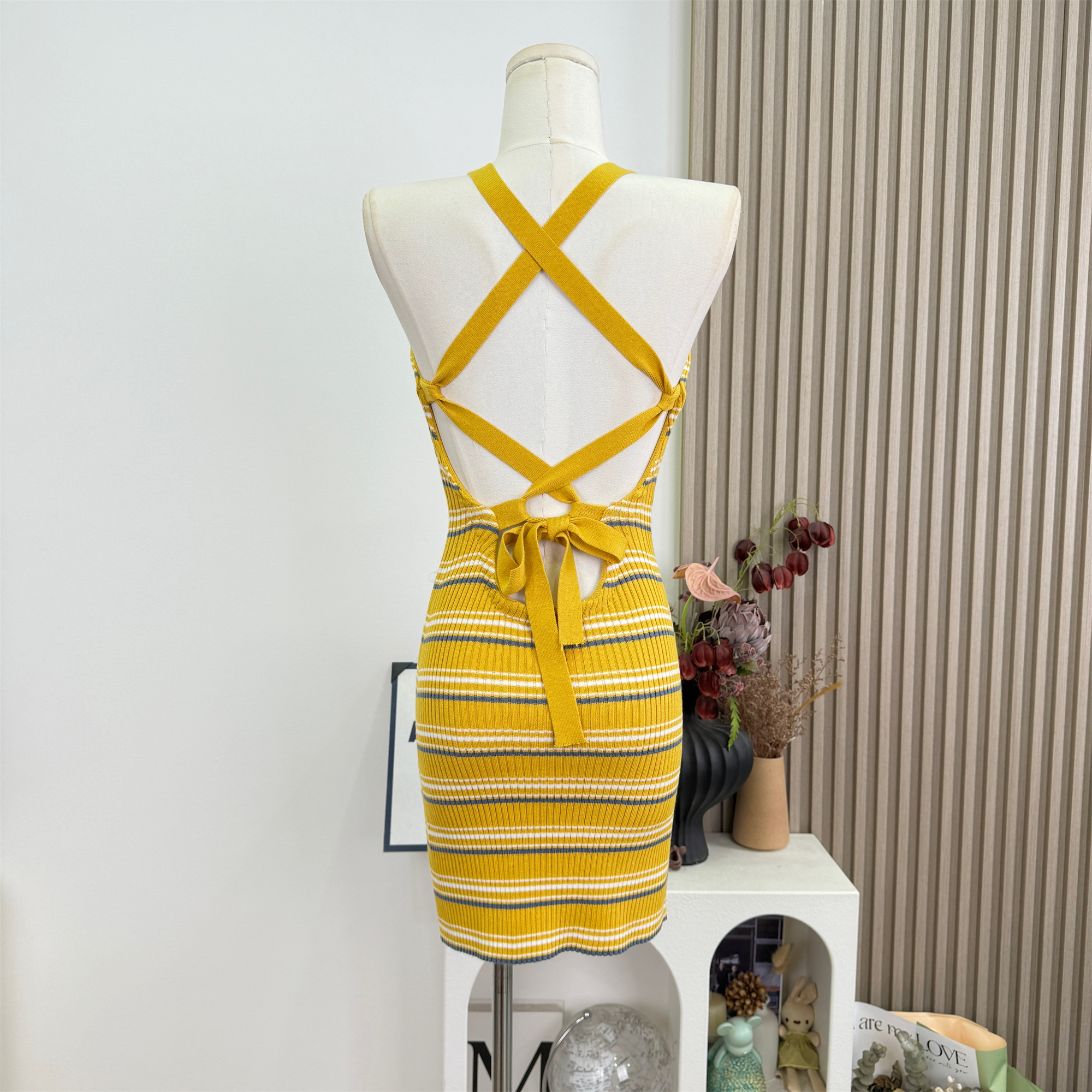 Striped Knit Cami Top and Vest Set for Women - Image 4