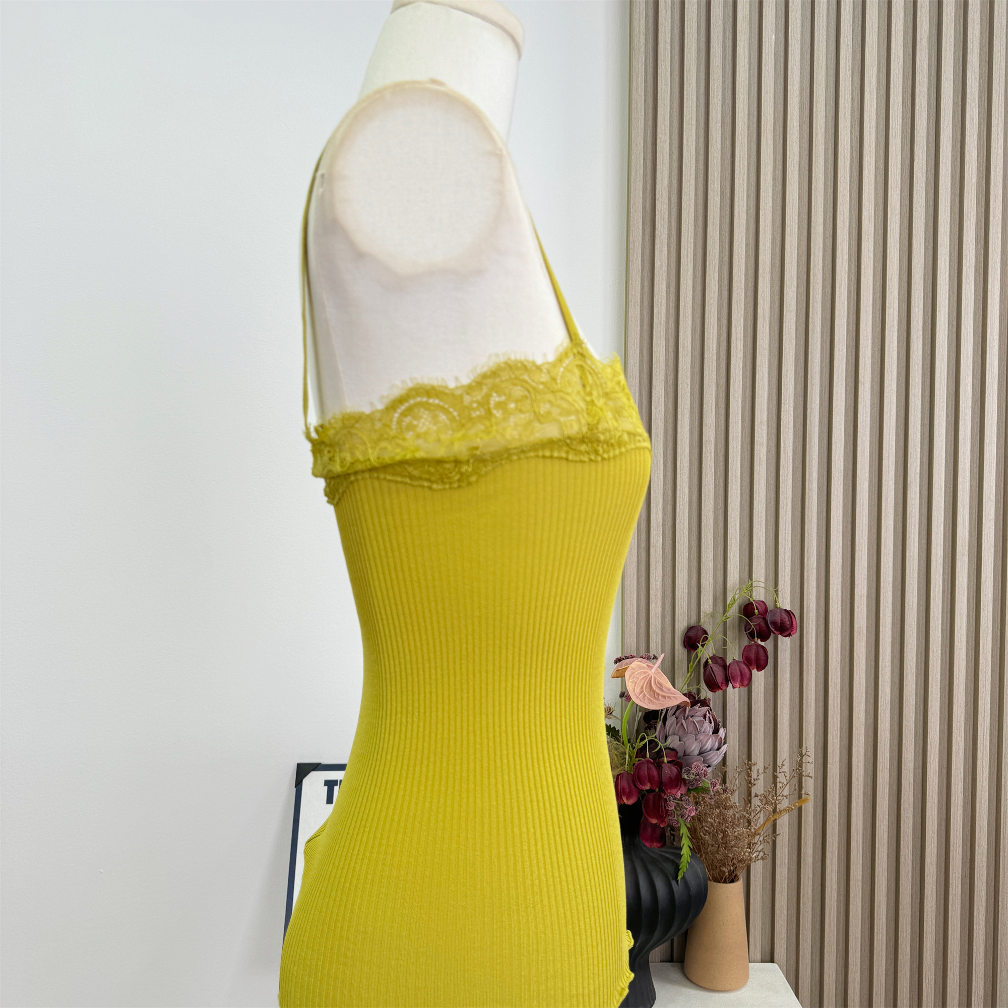 Kiwi Green Knit Camisole Tank Top for Women Slimming Fit - Image 3