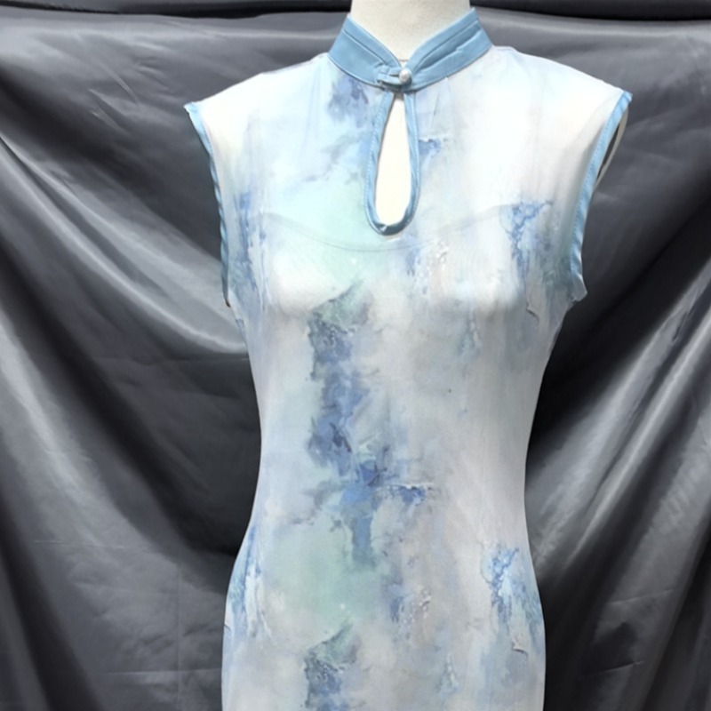 New Chinese Style Improved Qipao Dress with Sheer Mesh and Mermaid Hem - Image 5