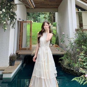 Elegant Halter Butterfly Dress Summer 2026 New Women's Vacation Long Dress