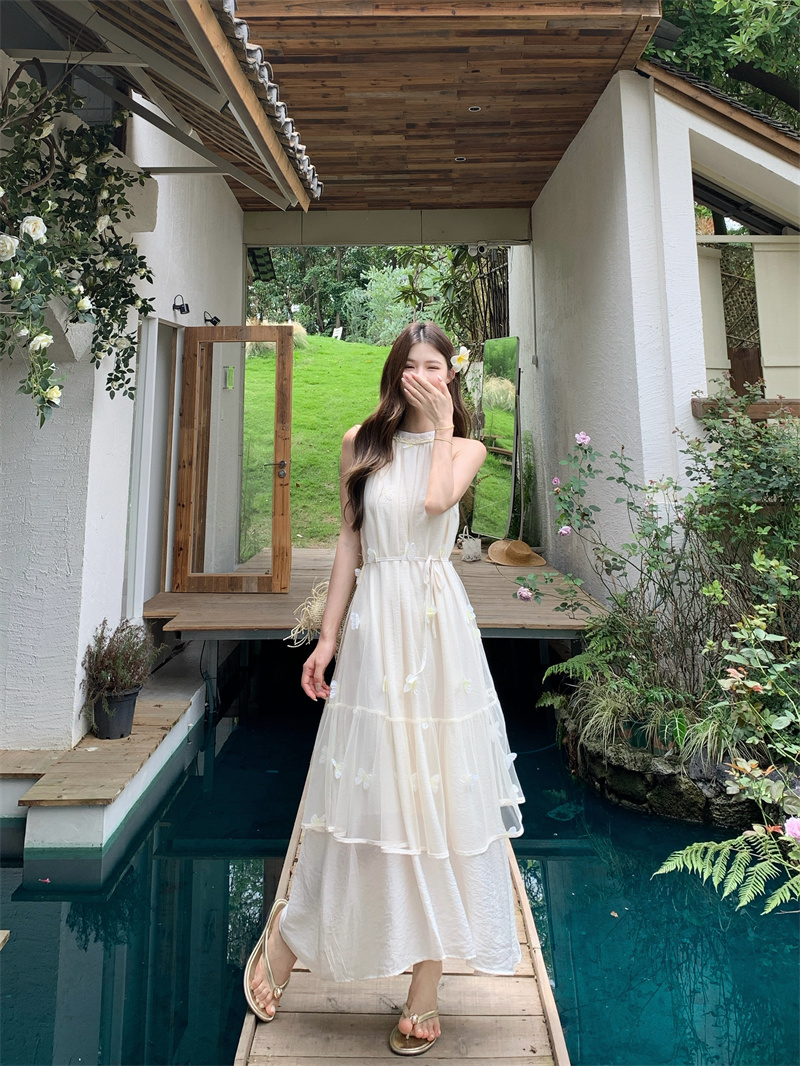 Elegant Halter Butterfly Dress Summer 2026 New Women's Vacation Long Dress
