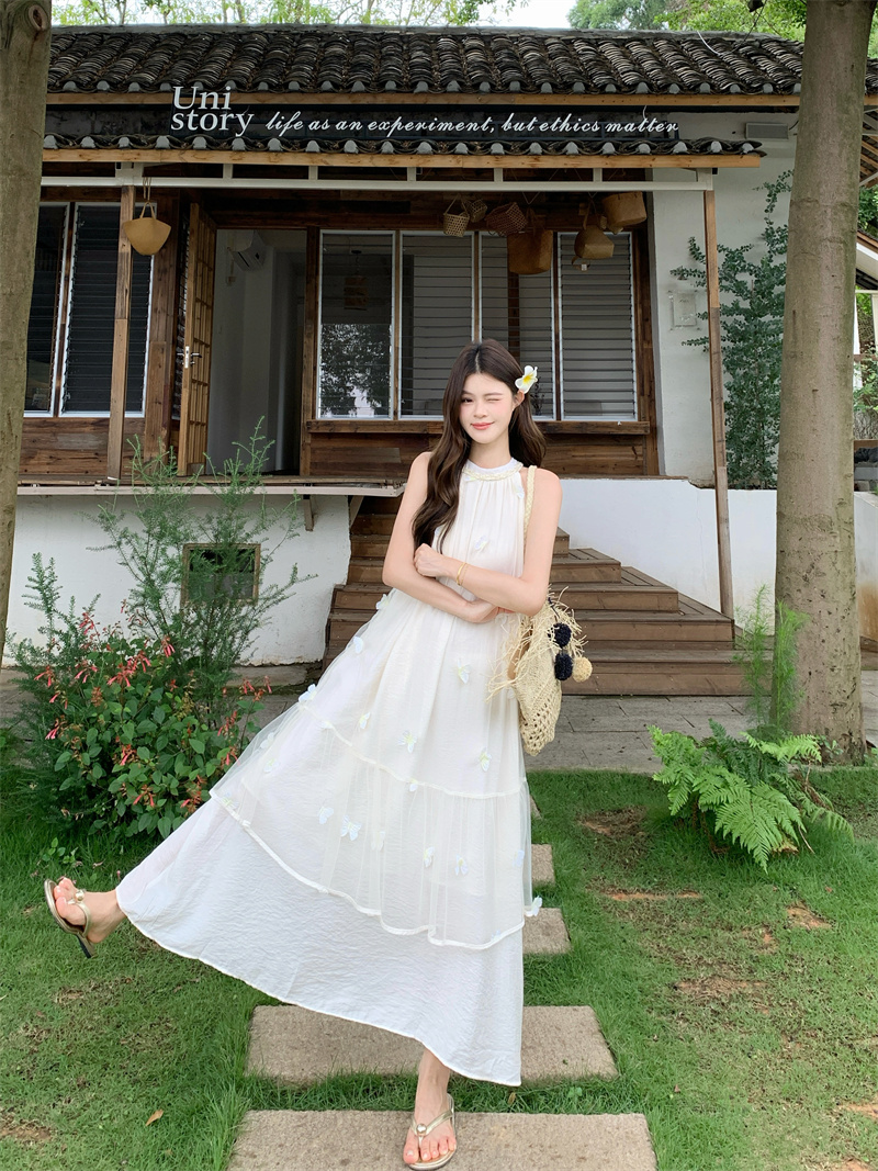 Elegant Halter Butterfly Dress Summer 2026 New Women's Vacation Long Dress - Image 2