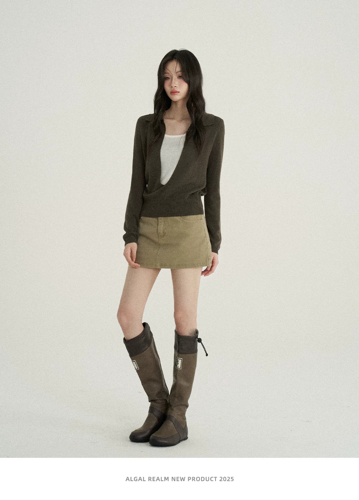 Quality Faux Two-Piece Lapel Knit Sweater Top for Women Spring and Autumn - Image 3