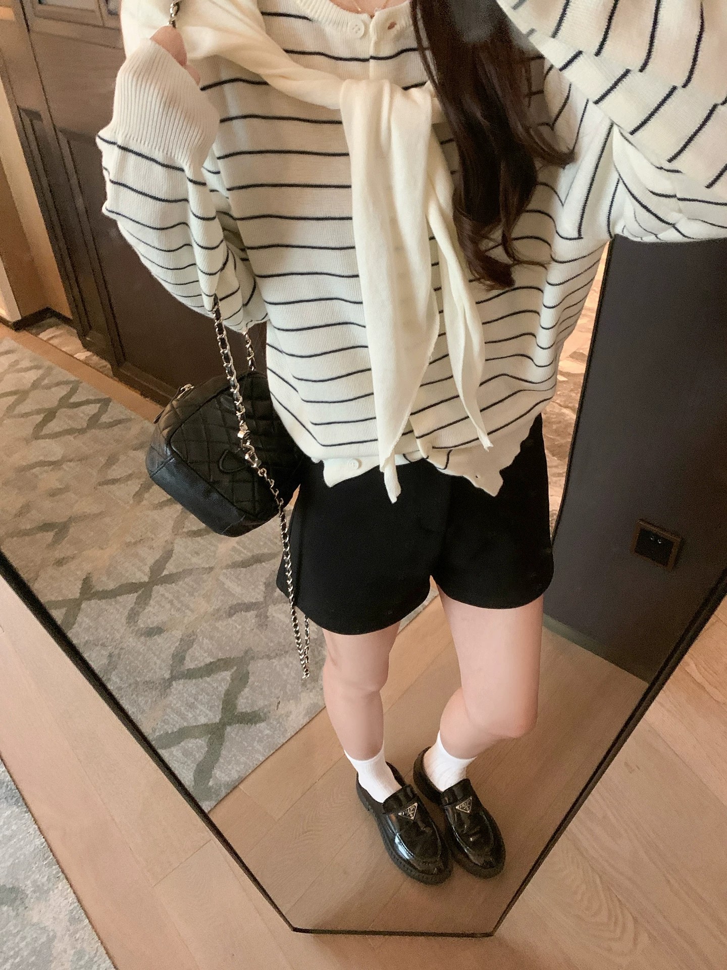 Korean Style Striped Knit Cardigan with Shawl for Women Apricot Striped Slimming Early Autumn Top - Image 4
