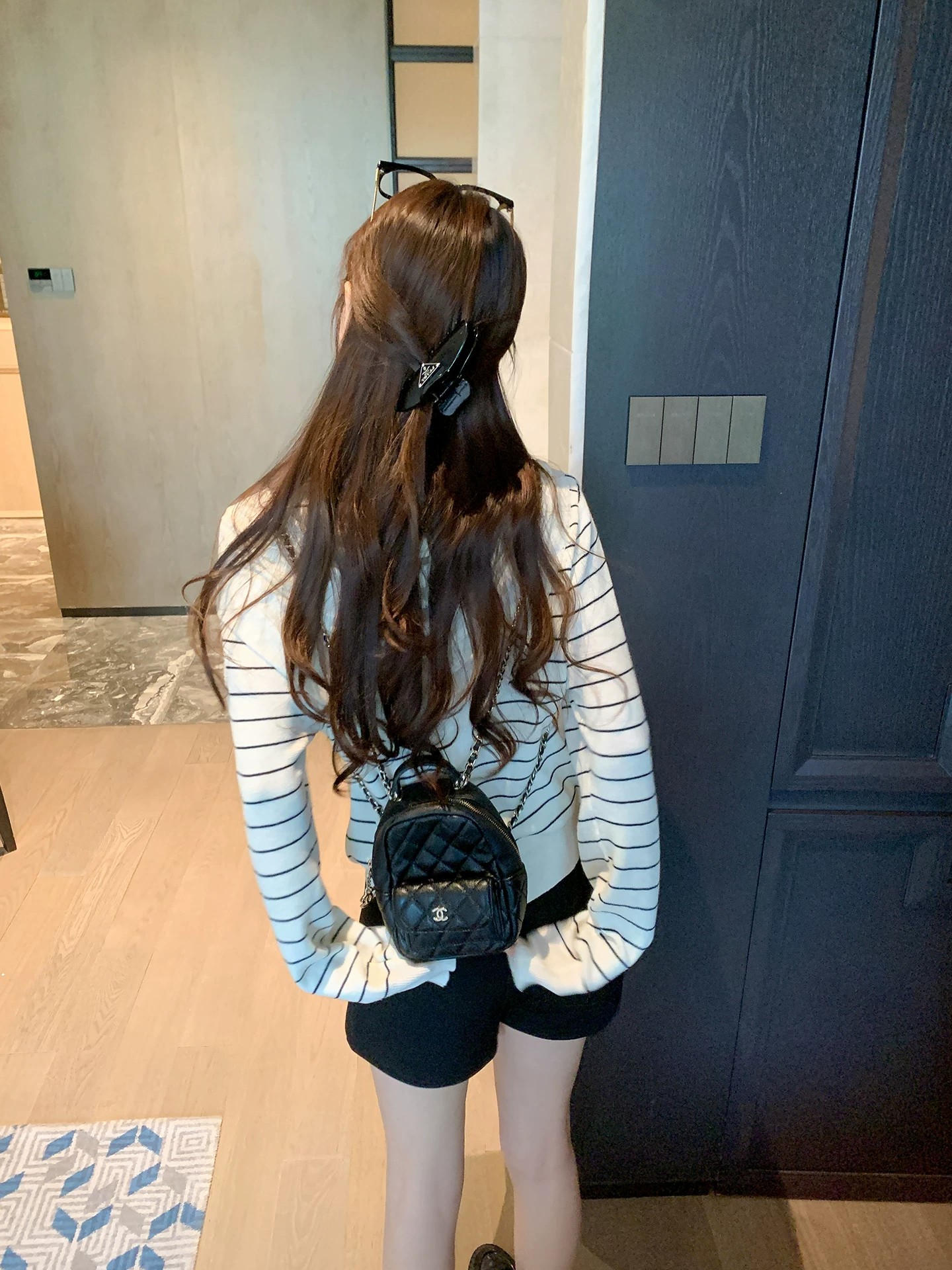 Korean Style Striped Knit Cardigan with Shawl for Women Apricot Striped Slimming Early Autumn Top - Image 3