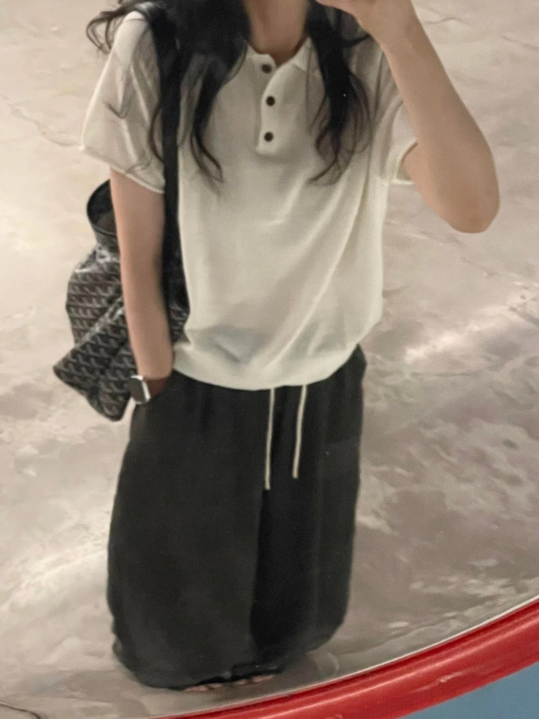 Women's Short Sleeve Knit Polo Shirt Summer Loose Simple Button Top T-Shirt - Image 2