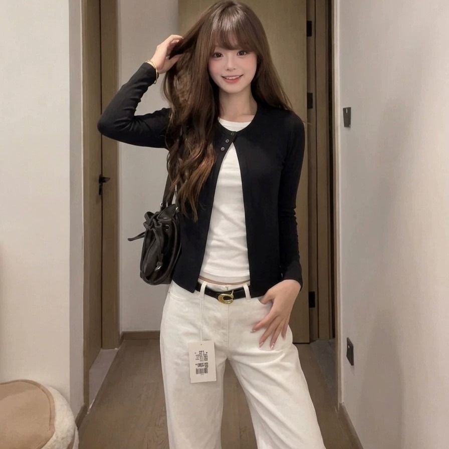 Women's Color Block Faux Two Piece Knit Top Casual Early Autumn Pullover - Image 5