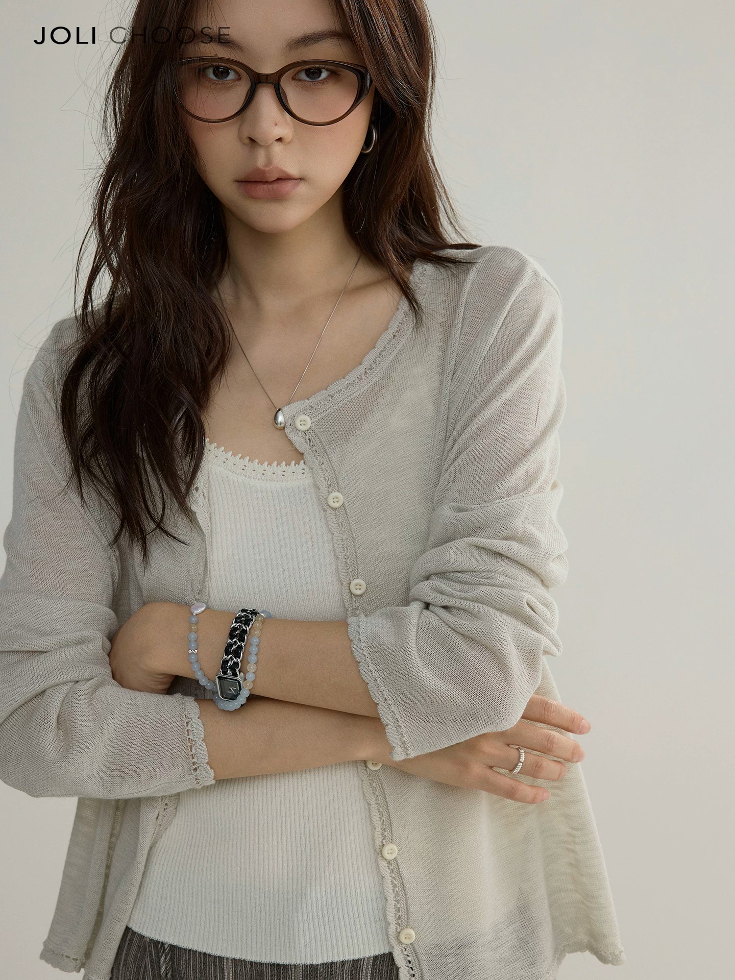 Women's Knit Cardigan Summer Lace Trim Lightweight Loose Short Air Conditioning Top - Image 3