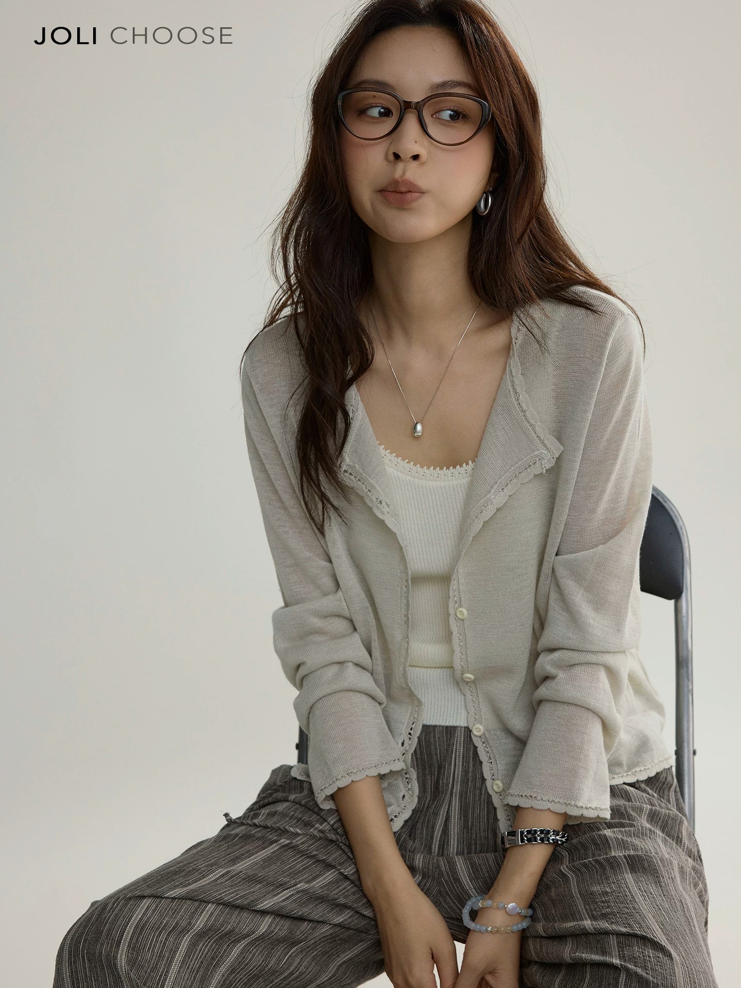 Women's Knit Cardigan Summer Lace Trim Lightweight Loose Short Air Conditioning Top - Image 4
