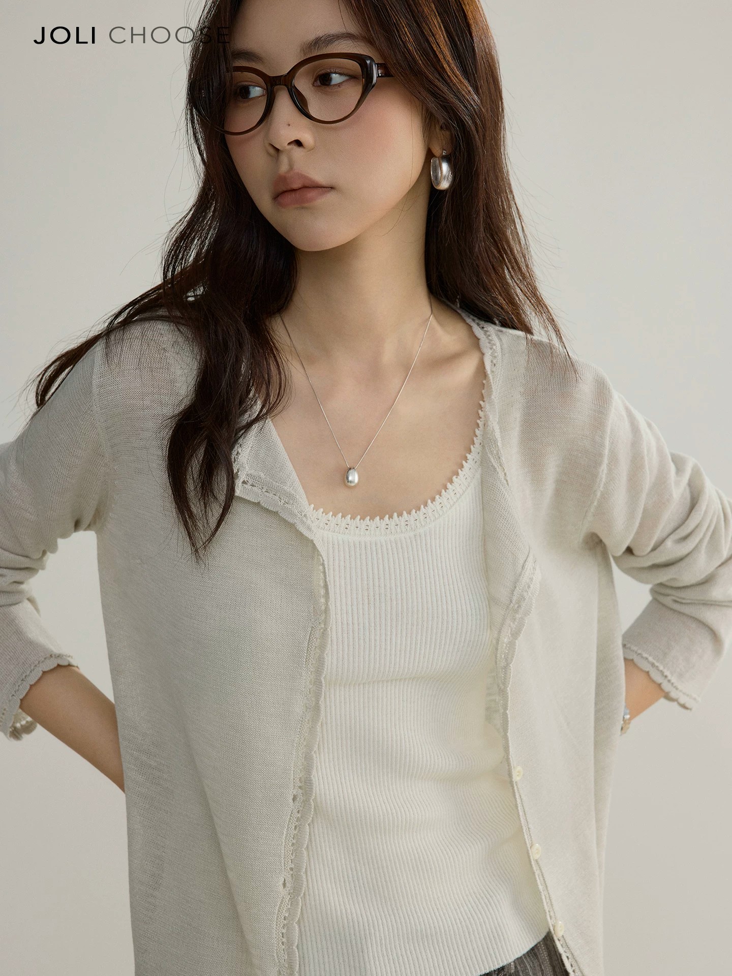 Women's Knit Cardigan Summer Lace Trim Lightweight Loose Short Air Conditioning Top - Image 2