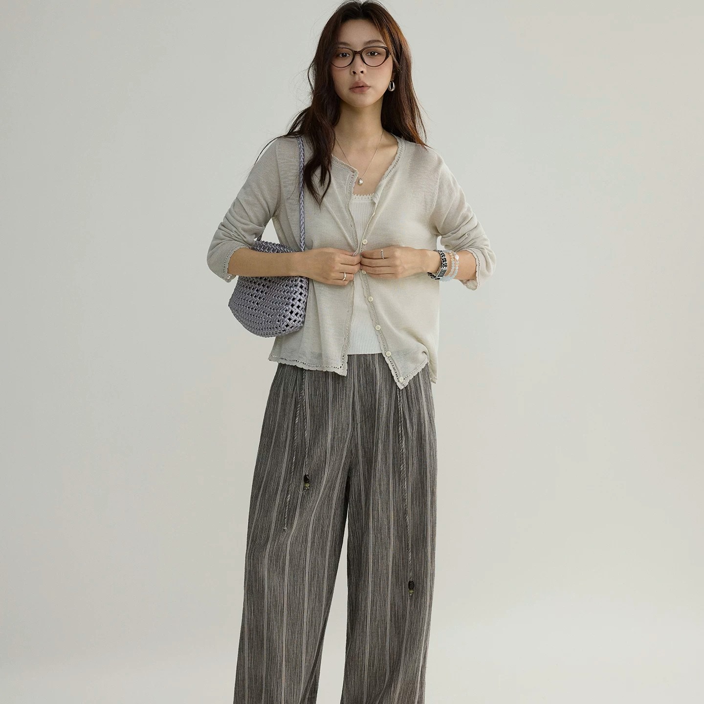 Women's Knit Cardigan Summer Lace Trim Lightweight Loose Short Air Conditioning Top - Image 5