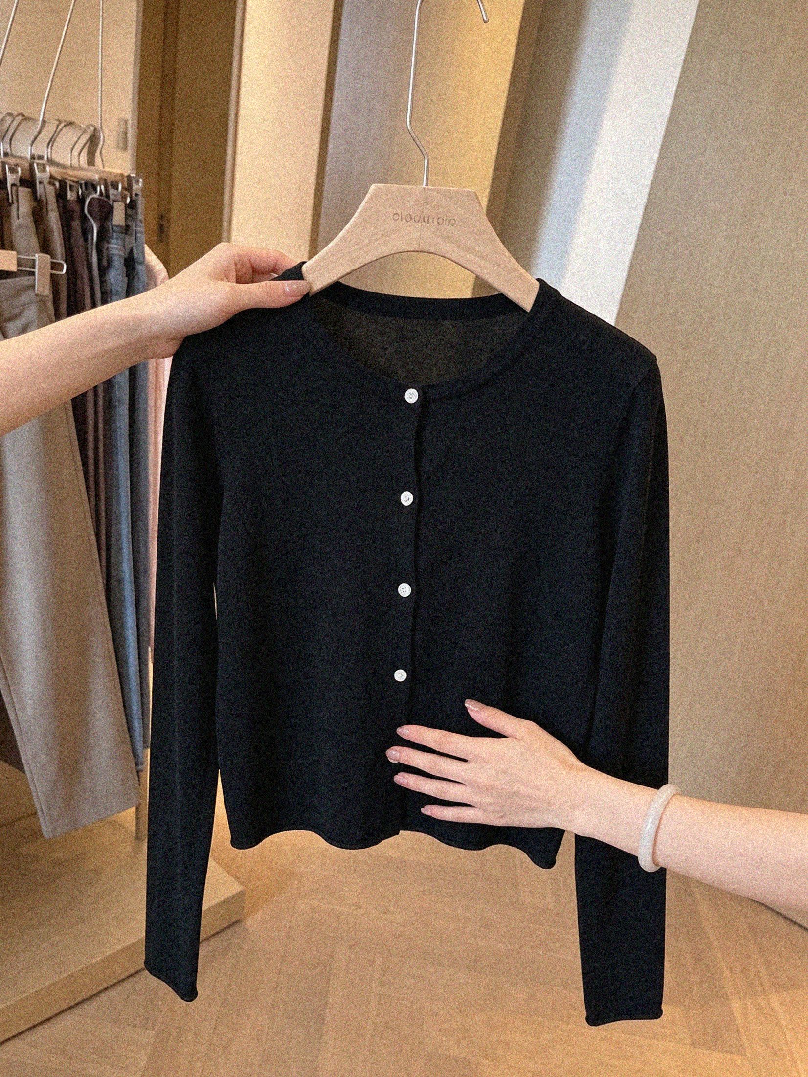 Women's Soft Round Neck Long Sleeve Knit Cardigan Top - Image 3