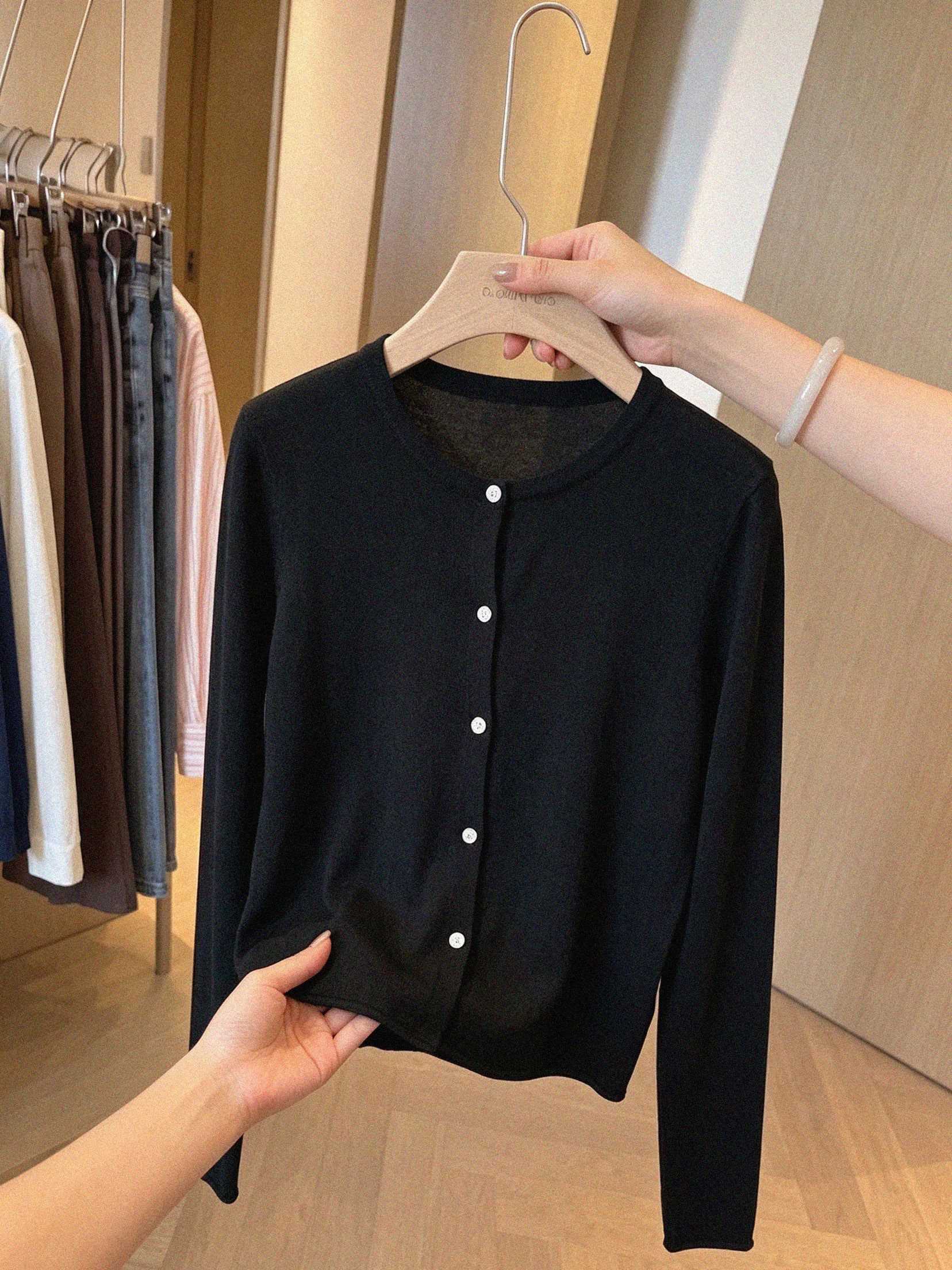 Women's Soft Round Neck Long Sleeve Knit Cardigan Top - Image 2