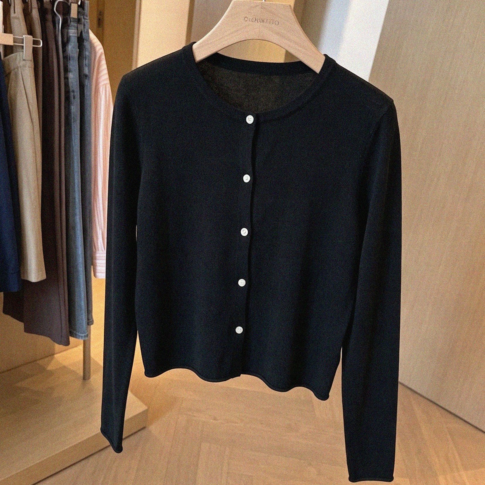 Women's Soft Round Neck Long Sleeve Knit Cardigan Top - Image 5