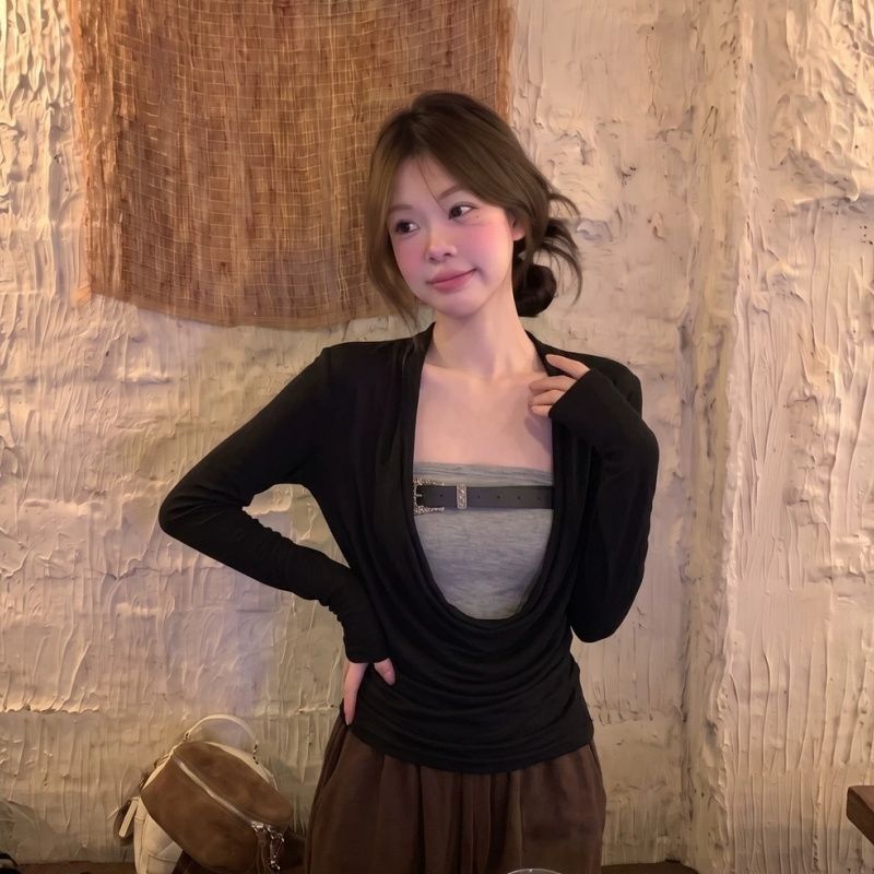 Women's Two-Piece Long Sleeve Top Set Slim Fit Korean Style - Style b91626 - Image 2