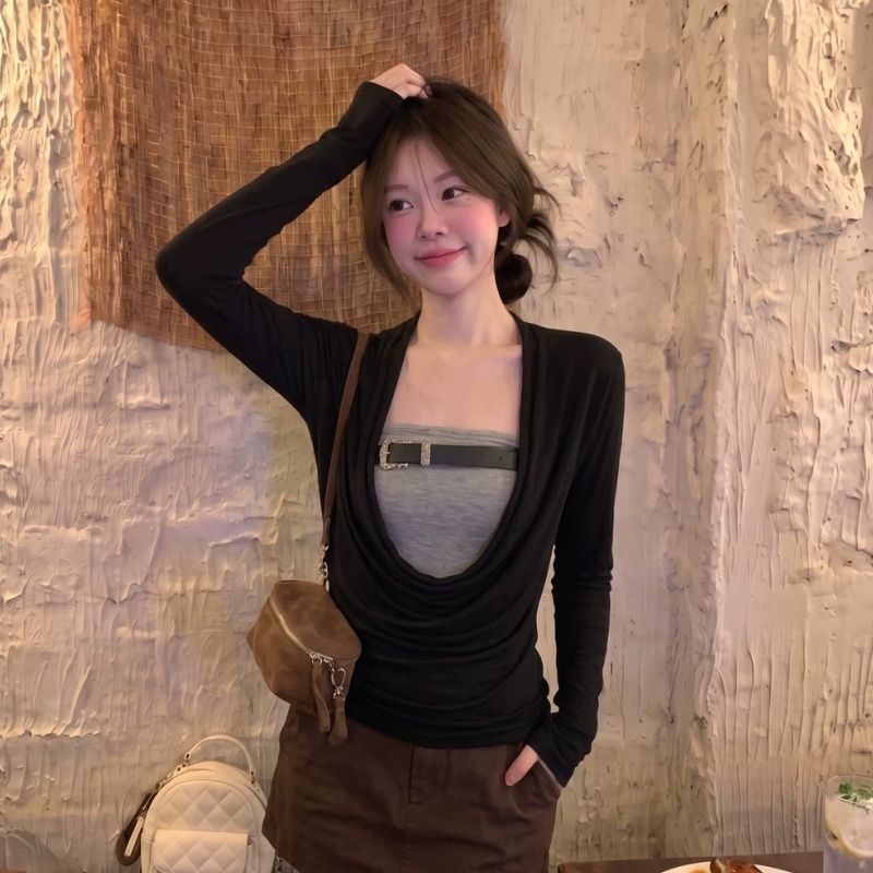 Women's Two-Piece Long Sleeve Top Set Slim Fit Korean Style - Style b91626 - Image 3