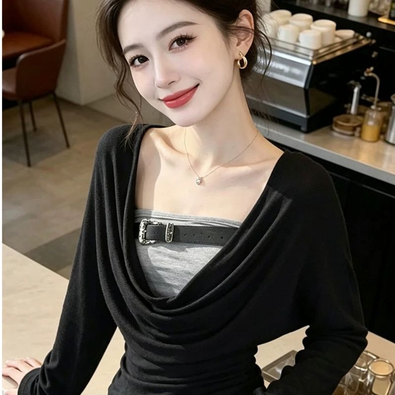 Women's Two-Piece Long Sleeve Top Set Slim Fit Korean Style - Style b9169e - Image 2