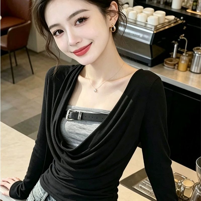 Women's Two-Piece Long Sleeve Top Set Slim Fit Korean Style - Style b9169e - Image 3