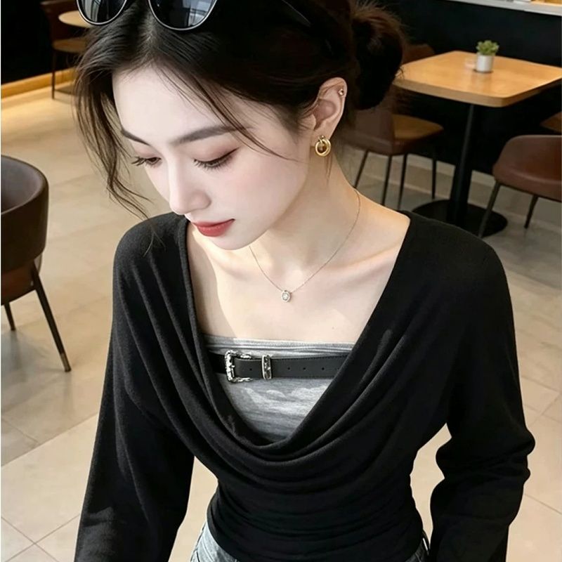 Women's Two-Piece Long Sleeve Top Set Slim Fit Korean Style - Style b9169e - Image 4