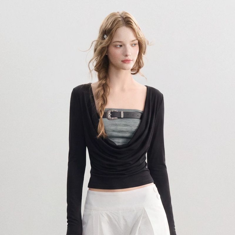 Women's Two-Piece Slim Fit Long Sleeve Top Set Korean Style - Style 41f233 - Image 4