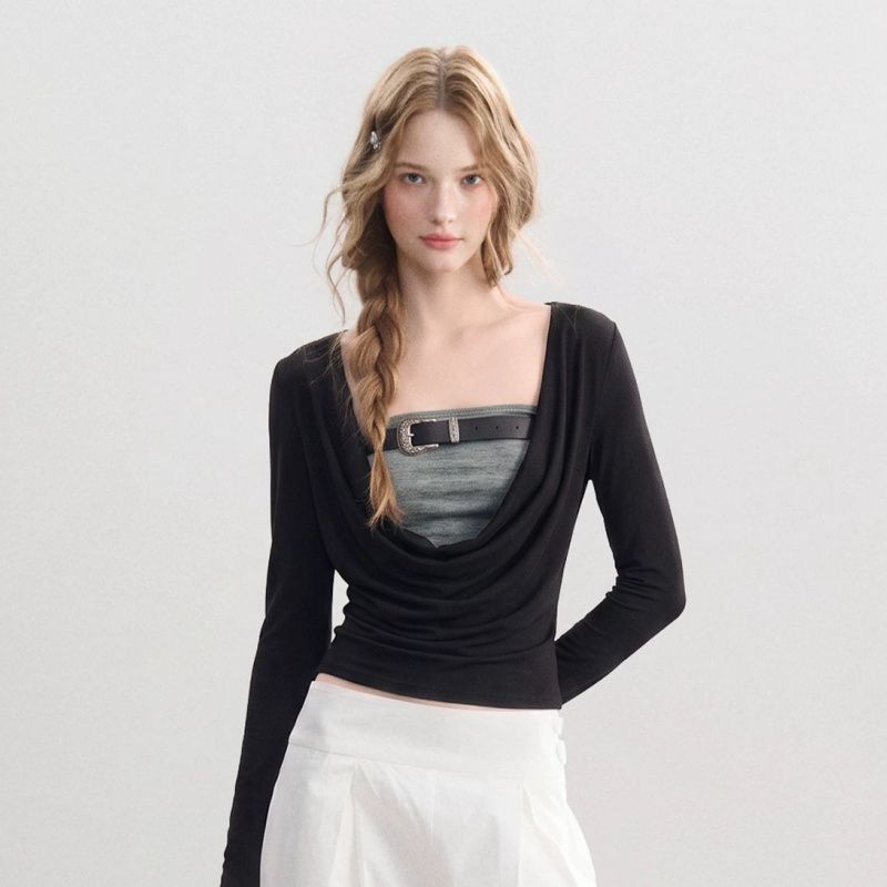 Women's Two-Piece Slim Fit Long Sleeve Top Set Korean Style - Style 41f233 - Image 2