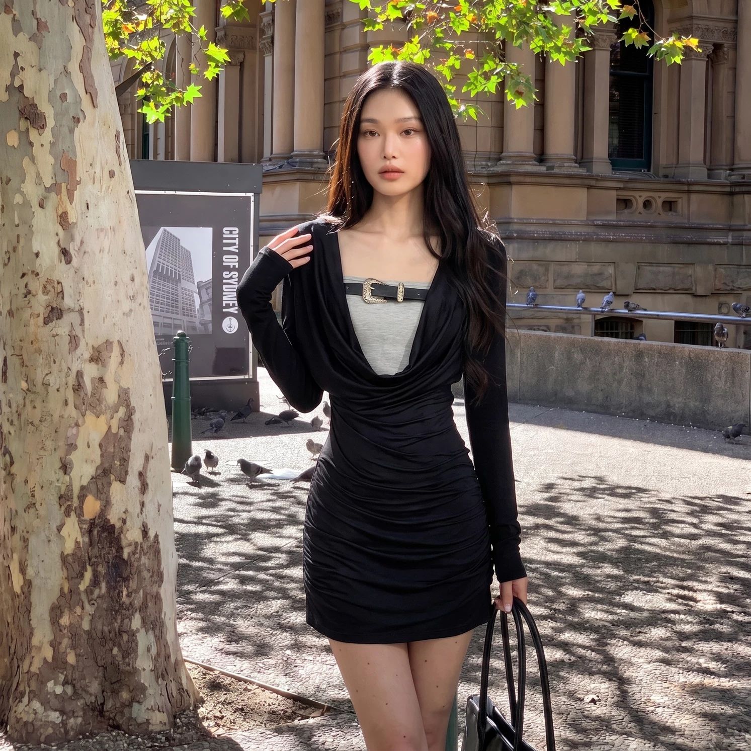 Women's Two-Piece Slimming Long-Sleeve T-Shirt Set Korean Style - Image 4