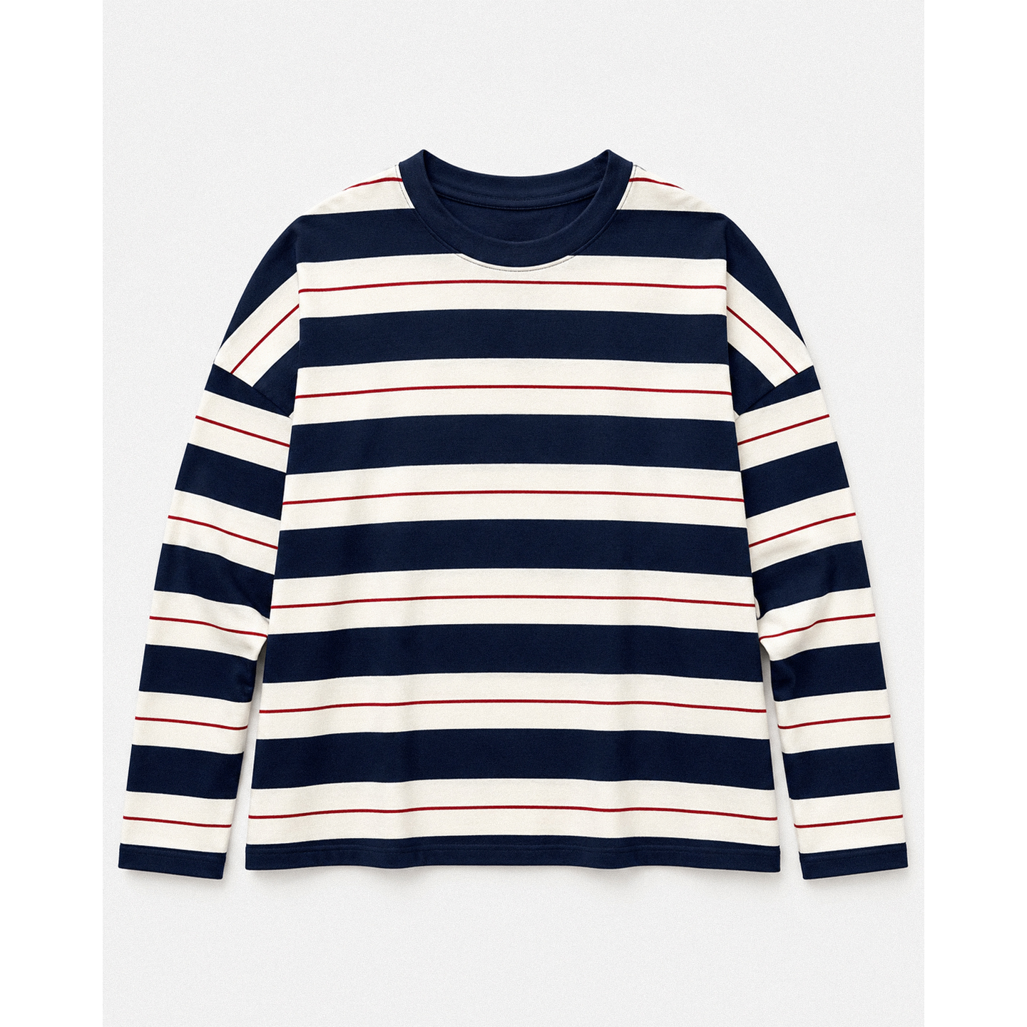 Korean Color-Block Striped Crew Neck Long Sleeve T-Shirt for Women Autumn Loose Fit Top - Image 4